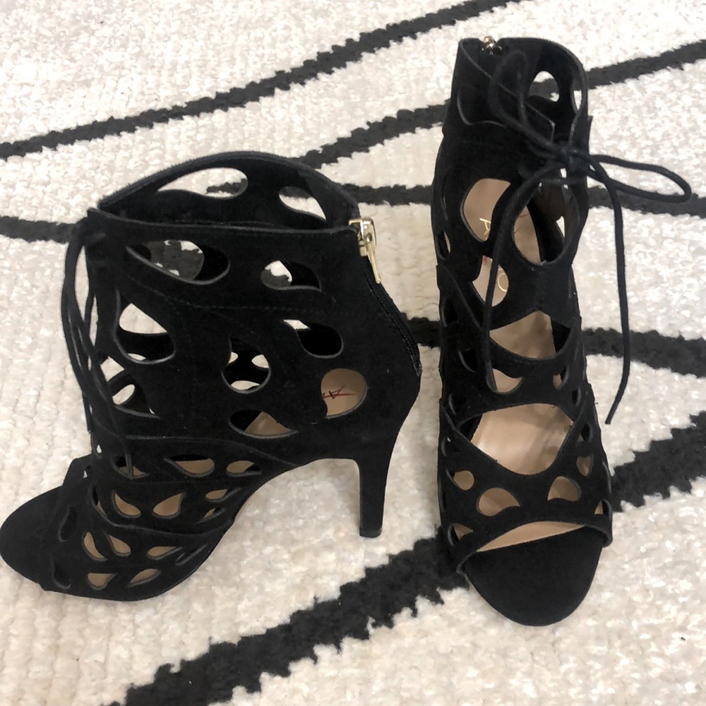 Aldo Ankle Cut Out Boots Black 7.5